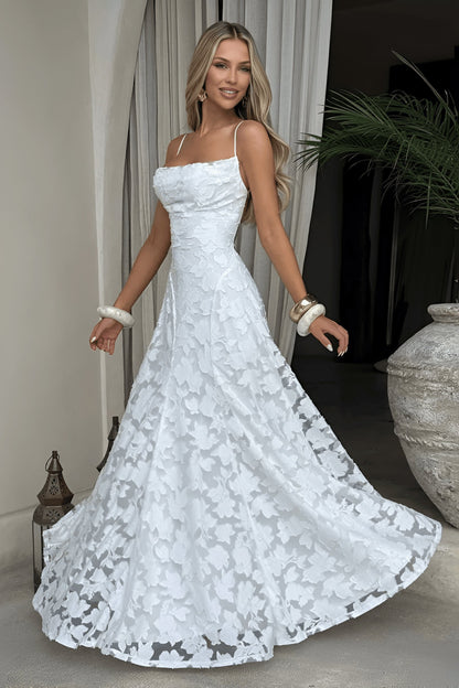 Floral Lace Spaghetti Strap Maxi Dress